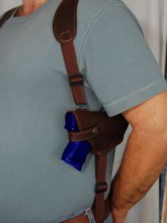 Brown Leather Shoulder Holster w/Double Magazine for Springfield XD 