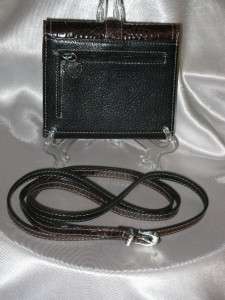   Black Brown Tri Fold Wallet with Detachable Shoulder Strap  