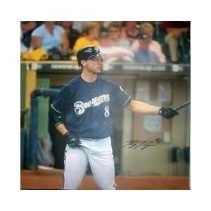  Ryan Braun Autographed Pointing Bat Gallery Wrapped 36 x 