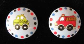 SET OF 6 CARS & TRUCKS  Hand Painted Wooden Knobs/Pulls  
