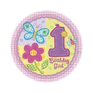 Hugs and Stitches Girls 1st Birthday Dessert Plates 8ct  Toys 