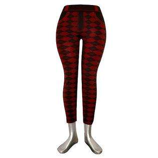 Bay6 FUNKY RED PLAID KNIT FOOTLESS LEGGING TIGHTS 