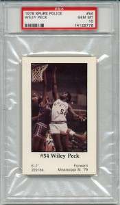 1979 SPURS POLICE #54 WILEY PECK PSA 10 (SPURS) POP 2  