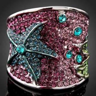 ARINNA Swarovski f Crystal starfish fashion finger Ring  