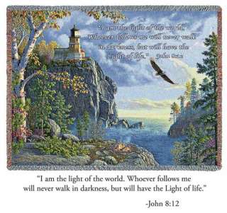 Kim Norlien Scripture Lighthouse Tapestry Throw Afghan  
