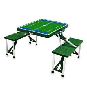  Picnic Time Green with Football Field Design Portable Folding Table 