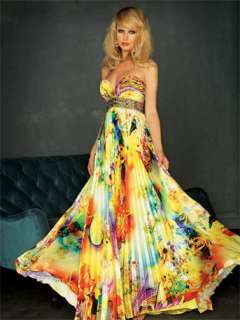   A308 Multi Color Printed Strapless Cocktail Dress 0 to8 Prom  