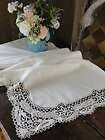 antique linen bobbin lace mantel or buffet scarf expedited shipping