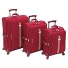 Amelia Earhart Runway Lites 360 3 Piece Luggage Set   Color Red