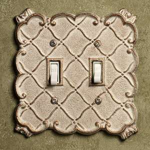 Victorian Decor Light Double Switch Plate Cover Ivory  