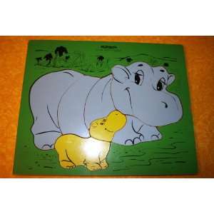  Vintage Mommy Hippo and Baby Hippo Playskool Wood Style 