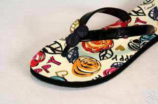 COACH Kasey Poppy Scribble Flip Flops Thongs Shoes New  
