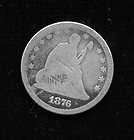 1876 Seated Liberty Quarter Dollar Silver   VG quality   antiquing