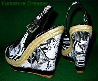 New KAREN MILLEN Tropical Zebra Platform Wedge Shoes  