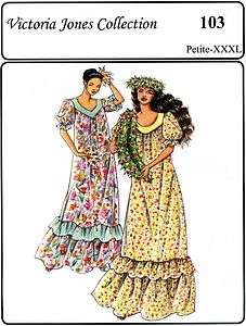 Victoria Jones Loose fit Traditional Muumuu / Dress Sewing Pattern P 