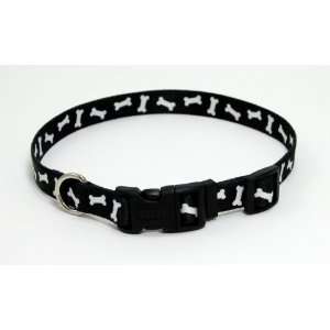  Pet Attire Styles Black Bones Print Adjustable Dog Collar 