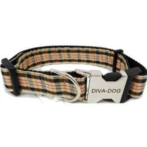  Diva Dog Grrberry Plaid Designer Ribbon Collar Fits 14 20 