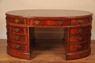Walnut Victorian Oval Partners Desk Desks  