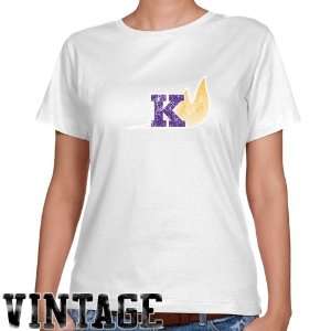 Knox College Prairie Fire Ladies White Distressed Logo Vintage Classic 