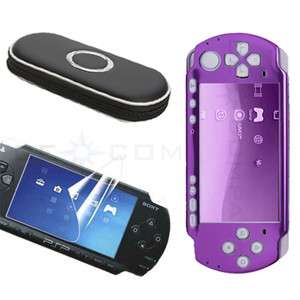 Purple Skin Case+ Black Bag+ Screen Protector For Sony PSP 3000  