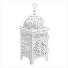 NEW SET OF 2 WHITE SCROLLWORK CANDLE LANTERN FAST SHIP