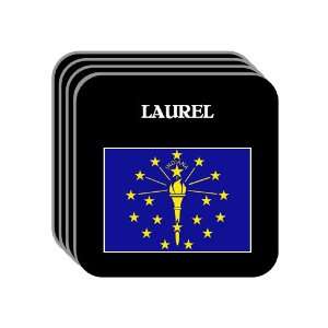 US State Flag   LAUREL, Indiana (IN) Set of 4 Mini Mousepad Coasters