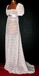   Austen Regency Wedding empire cut PINK lace costume Dress gown sz S L