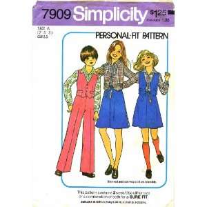  Simplicity 7909 Vintage Sewing Pattern Girls Shirt Pants Vest 