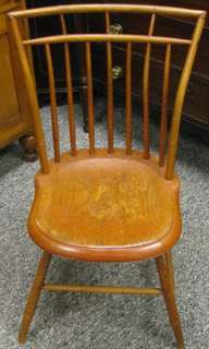   CENTURY MAPLE BAMBOO BIRDCAGE WINDSOR CHAIR   REMNANTS OF SALMON PAINT