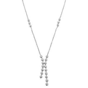  Karat White Gold Diamond Cut Beads Lariat Necklace (16 inch) Jewelry