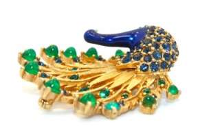 Boucher Figural Peacock Bird Brooch & Earring Set Book Piece~  