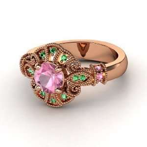  Chantilly Ring, Round Pink Tourmaline 14K Rose Gold Ring with Pink 