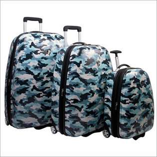   BLUE Camouflage 30 26 and 20 Inch Camo Prints Set   Blue Suitcase