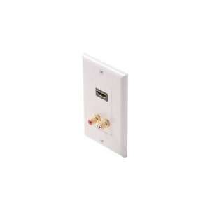  White Decorator Style HDMI Feed Thru Wall Plate With Dual 