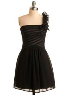 Right on Corsage Dress   Black, Solid, Ruffles, Wedding, Party, A line 
