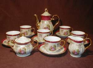 Victorian Lusterware Porcelain China Coffe / Tea Set  