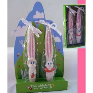 EASTER BUNNY Adorable Taper Candle Set THE CHISLERS 