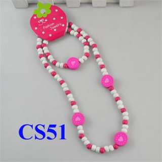 Wholesale 5 Sets Wooden Bead Cute Kid Child Party Necklace Bracelet 