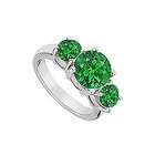   Three Stone Emerald Engagement Ring  14K White Gold   4.00 CT TGW