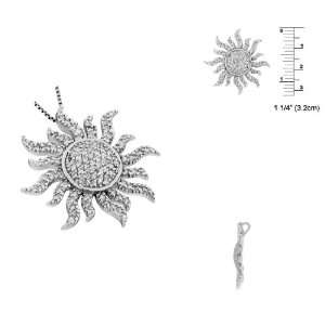  Sterling Silver Pave CZ Sun Pendant with White CZ Jewelry
