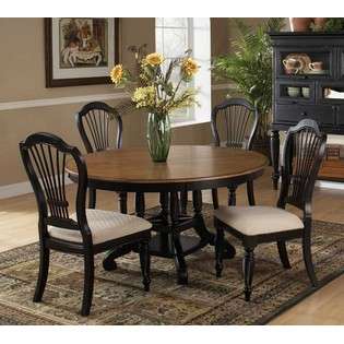 Round Dining Table with Pine Top in Rubbed Black Finish  Hillsdale For 