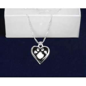  Animal Cause Necklace   Paw Print Heart (18 Necklaces 