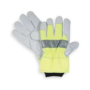   Glove, Leather Palm, Lined, HiVis Grn, XL, Pr Industrial & Scientific