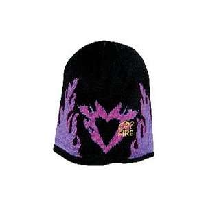  Stocking Cap Heart On Fire Black/purple