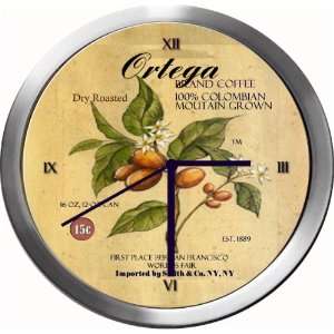 ORTEGA 14 Inch Coffee Metal Clock Quartz Movement Kitchen 