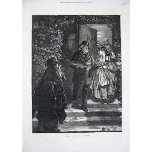  House Party Guests Doorstep People Lamp Fine Art 1872 