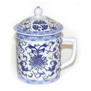  Blue Floral Covered Tea Cup
