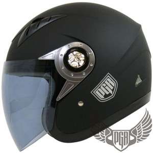 PGR Matte Flat Black Jet Pilot DOT Approve Motorcycle Open Face Helmet 
