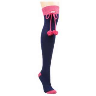   Hunter Boot Womens Pom Pom OTK Socks Navy/Pink Shoes