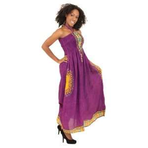  Traditional Print Tube Dress  Purple 